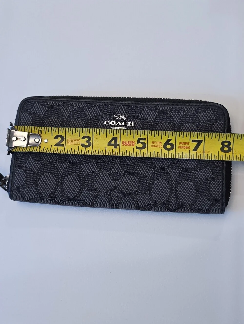 Coach Black Long Wallet Zip Around in Signature Canvas All Over 